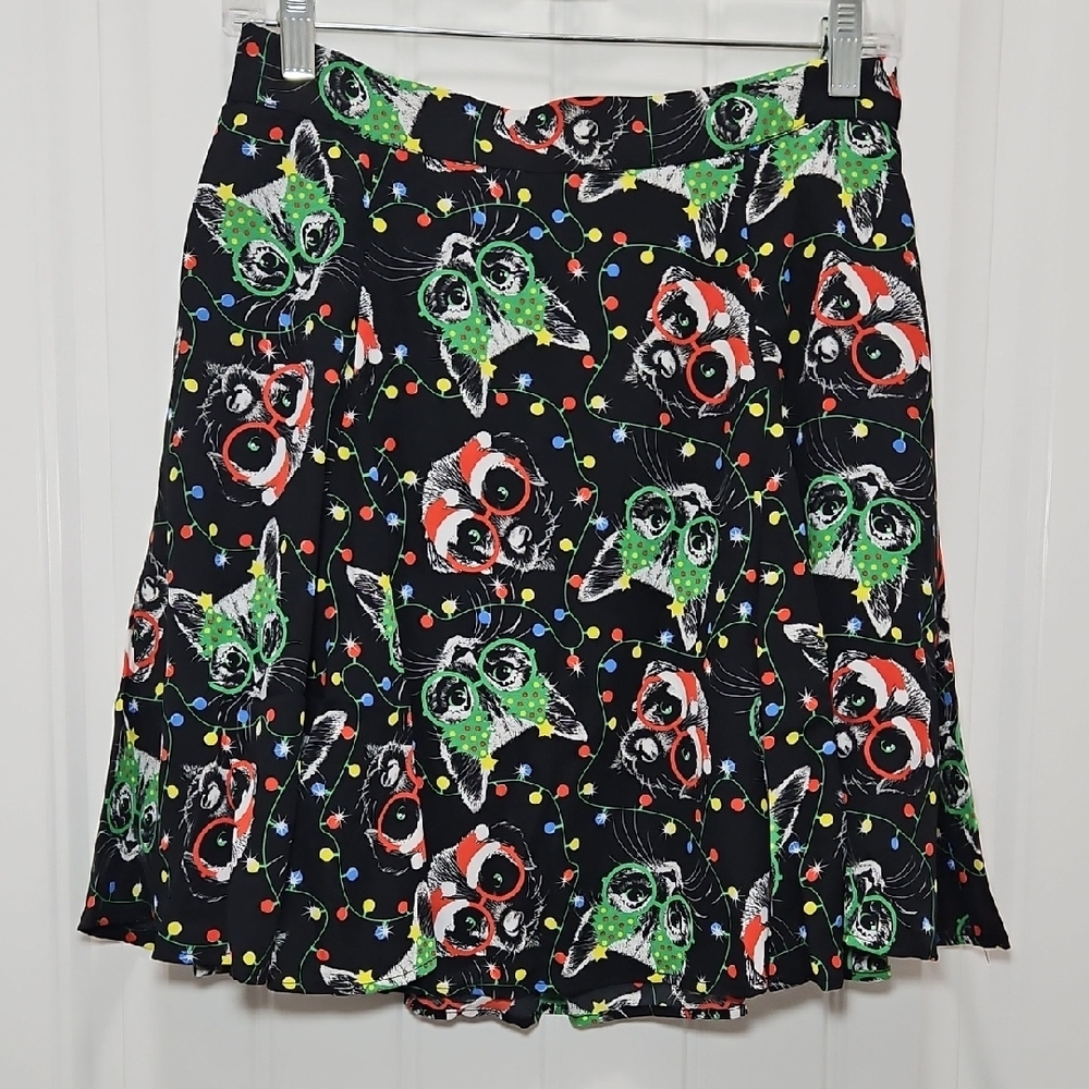 Modcloth Stay Sassy Holiday Kitties Skirt - Picture 2 of 13